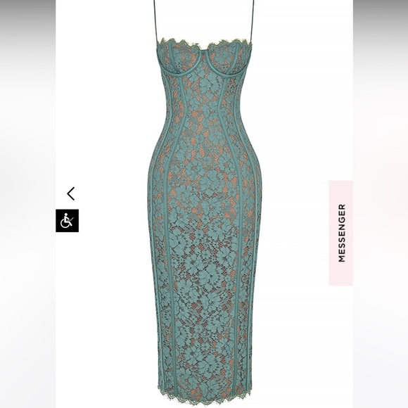 **SOLD** HOUSE OF CB Joelle Forest Lace Midi Dress - Picture 4 of 8